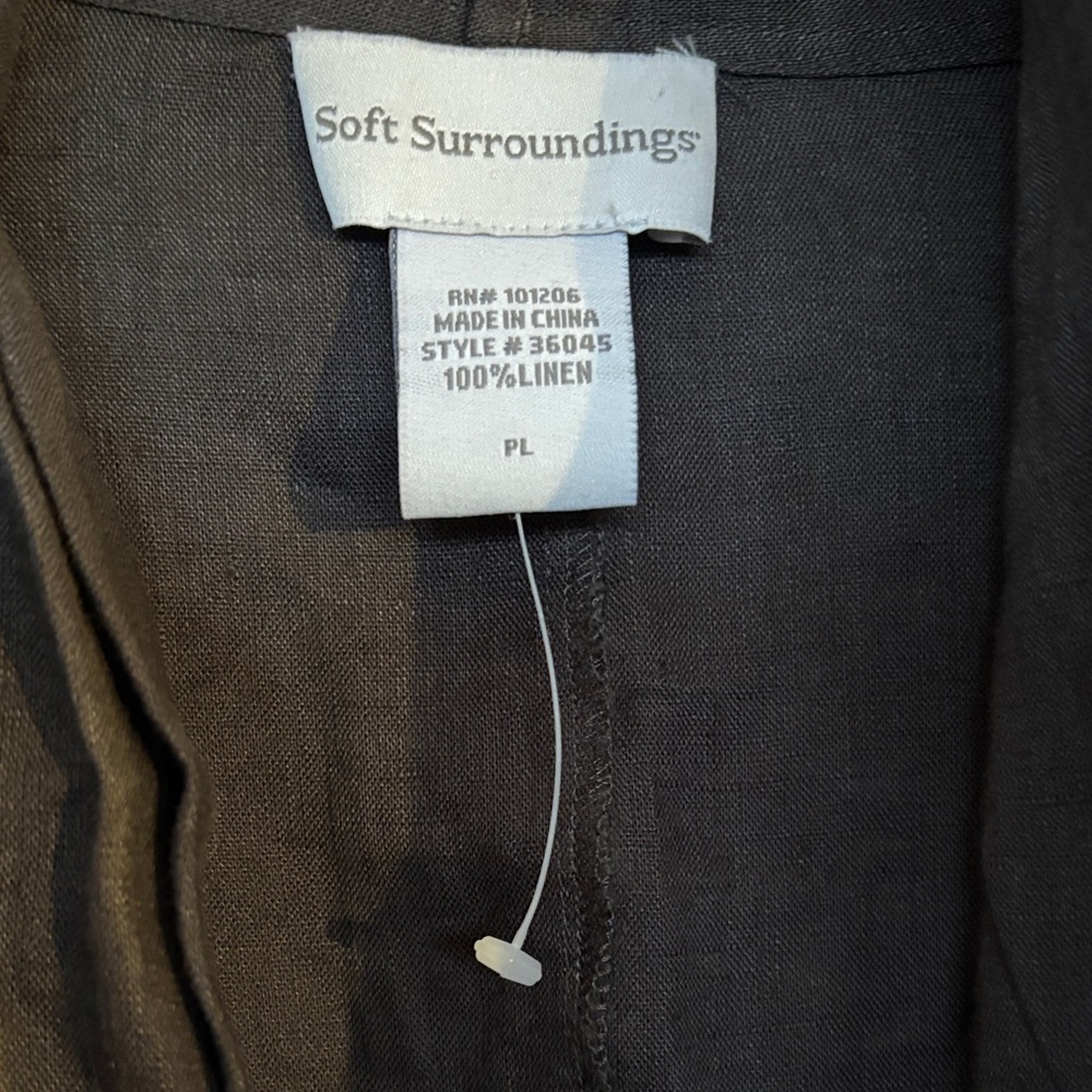 Soft Surroundings Linen Charcoal Wrap Dress - Picture 2 of 14